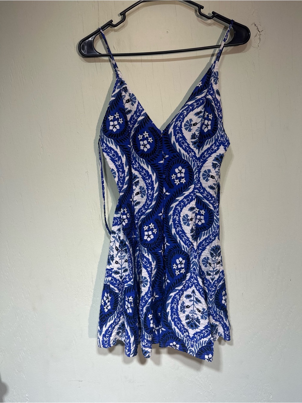 H&M blue and white strappy a line mini dress women’s size Xs